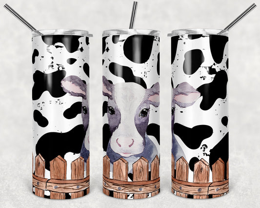 20 oz Skinny Tumbler Cow Print Cute Cow Sublimation Design Print Transfer