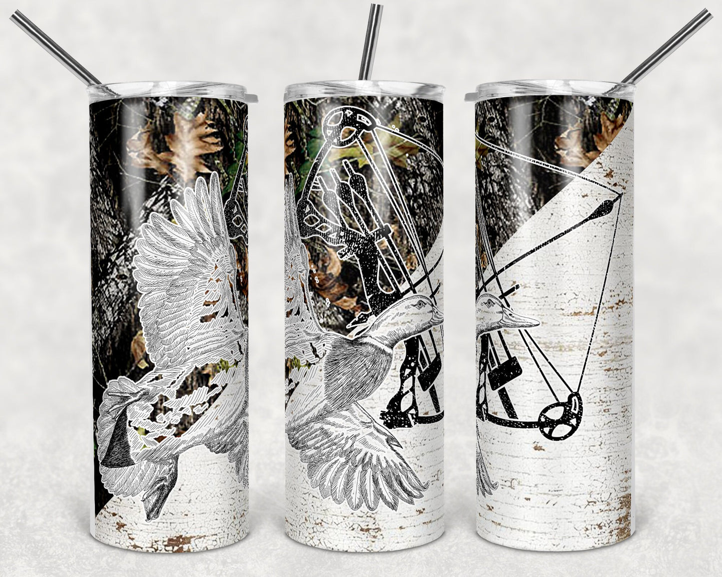 20 oz Skinny Tumbler Duck Hunting Bow Sublimation Design Print Transfer