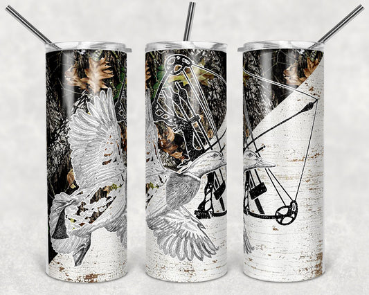 20 oz Skinny Tumbler Duck Hunting Bow Sublimation Design Print Transfer