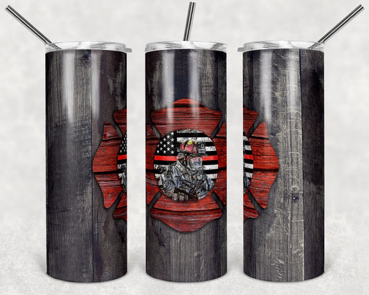 20 oz Skinny Tumbler Sublimation Design Template Firefighter Design