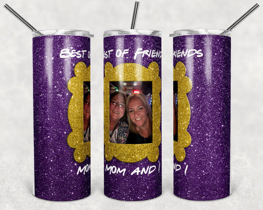 20 oz Skinny Tumbler Friends Inspired Glitter Frame Sublimation Design Print Transfer