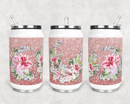 12 oz Sublimation Can Cup Glitter Lily Sublimation Design Print Transfer