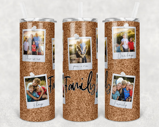 20 oz Skinny Tumbler Picture Frame Cork Board Sublimation Design Print Transfer