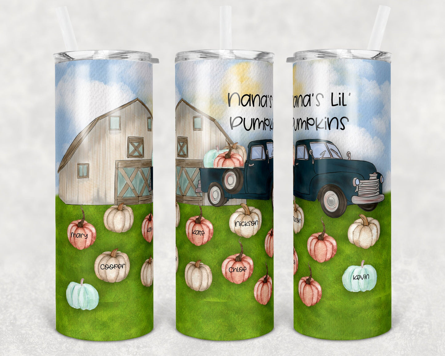 20 oz Skinny Tumbler Grandparent Lil Pumpkins to Personalize Sublimation Design tumblers
