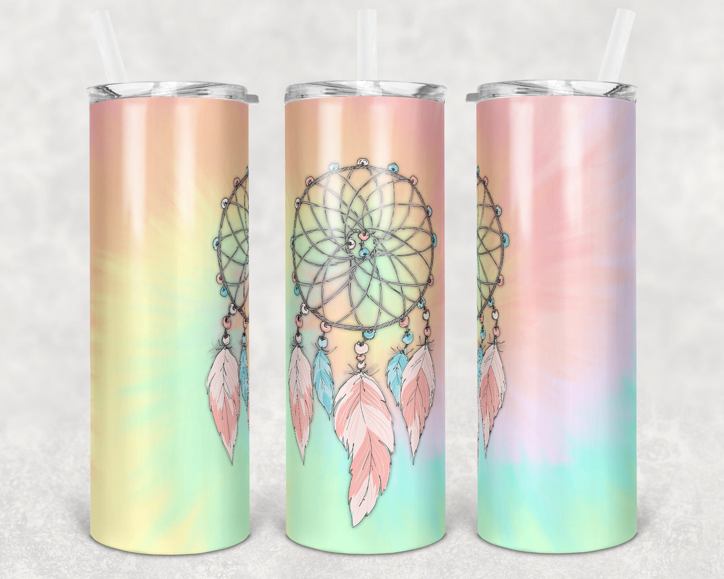 20 oz Skinny Tumbler Pastel Dream Catcher Sublimation Design Print Transfer