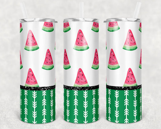 20 oz Skinny Tumbler Watermelon Sublimation Design Print Transfer