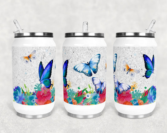12 oz Sublimation Can Cup Butterfly Bright Floral Sublimation Design Print Transfer