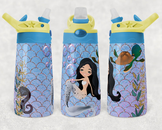 Kids water bottles Sublimation Design Template Mermaid Design