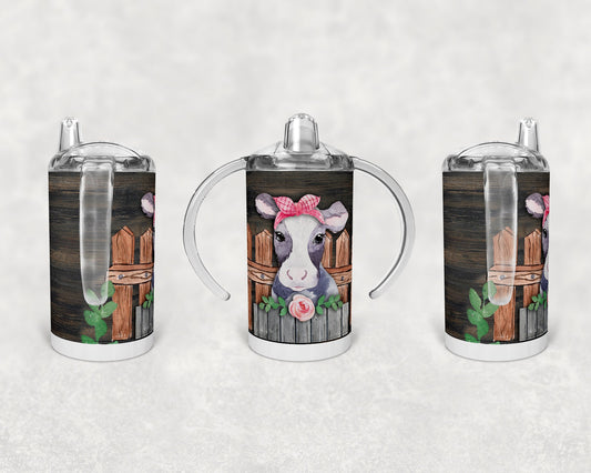 Straight Sippy Cup Sublimation Girl Cow Cute Farm Design Design