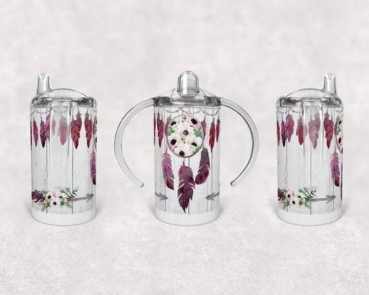 Straight Sippy Cup Sublimation Maroon Dream Catcher Design Design