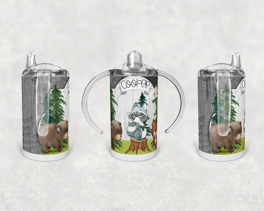 Straight Sippy Cup Sublimation Woodland Creatures Design