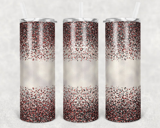 20 oz Skinny Tumbler Sublimation Design Template Glitter Confetti Black Red Straight and Warped Design