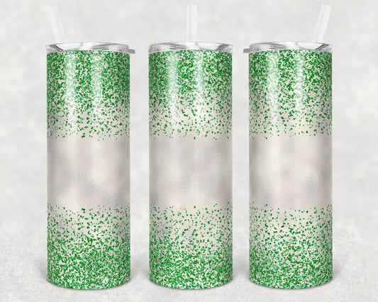 20 oz Skinny Tumbler Sublimation Design Template Glitter Confetti Green Straight and Warped Design