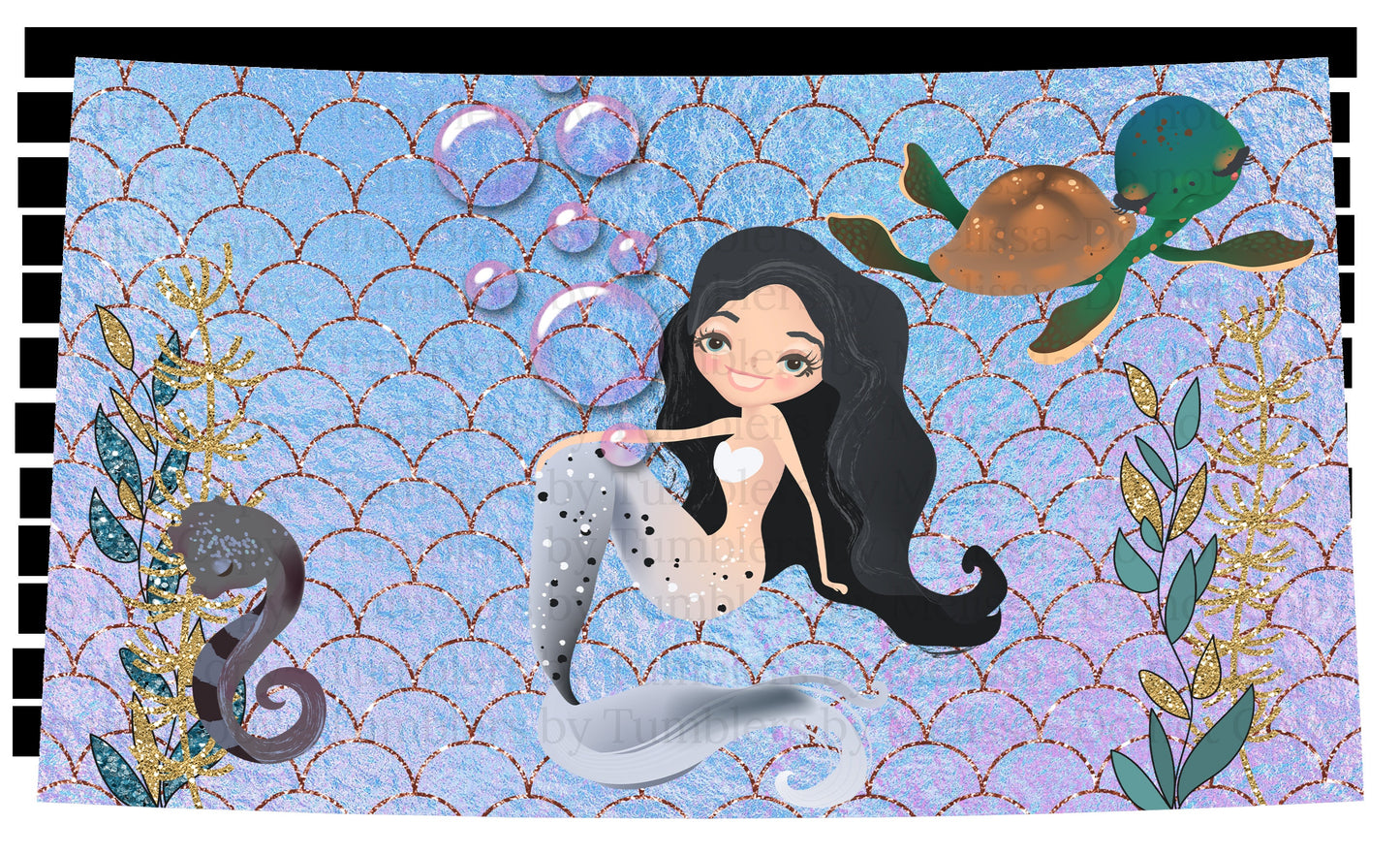 Kids water bottles Sublimation Design Template Mermaid Design