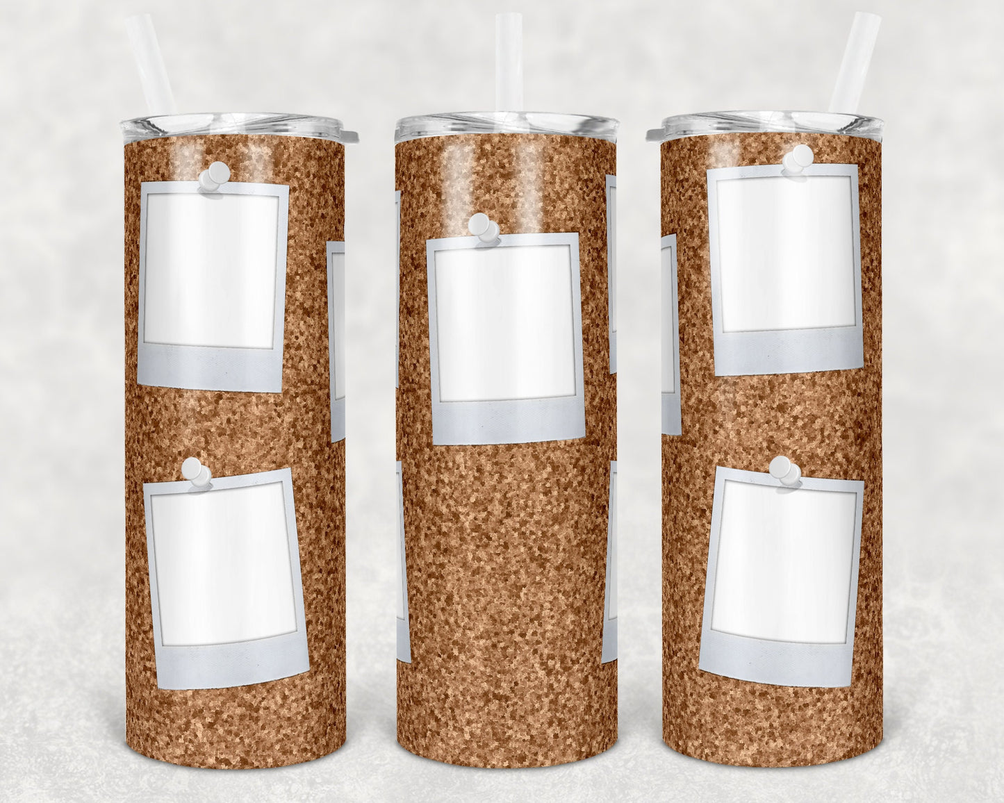 20 oz Skinny Tumbler Picture Frame Cork Board Sublimation Design Print Transfer