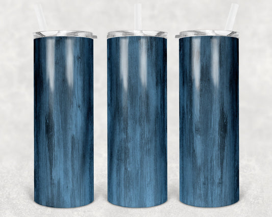 20 oz Skinny Tumbler Sublimation Design Template SEAMLESS wood grain blue Straight and Warped Design