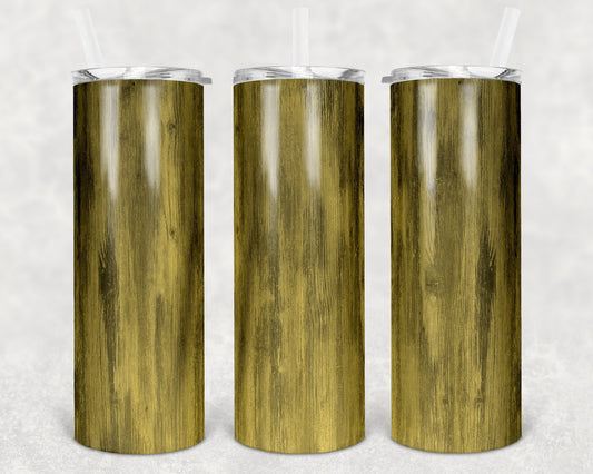 20 oz Skinny Tumbler Sublimation Design Template SEAMLESS wood grain yellow Straight and Warped Design
