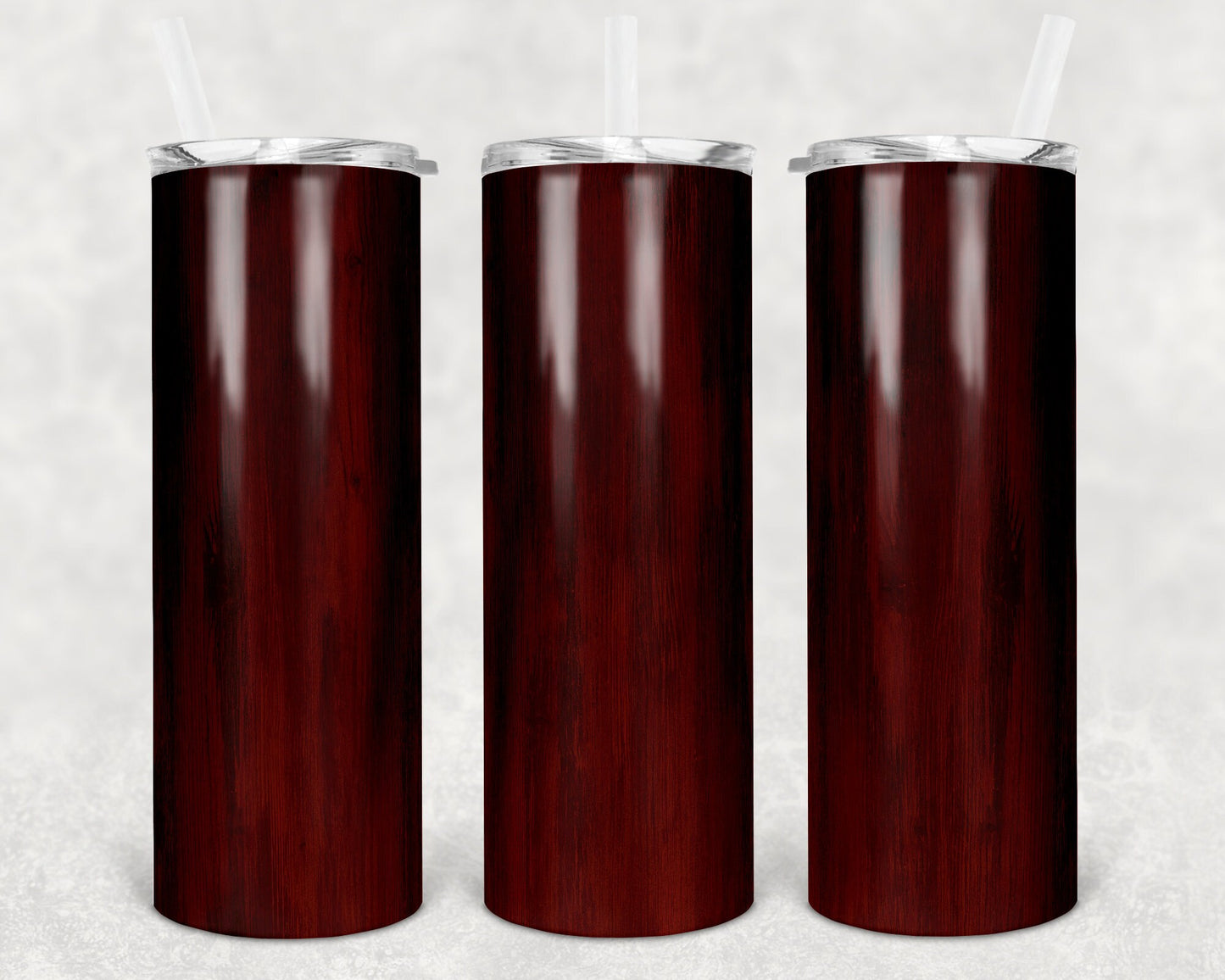 20 oz Skinny Tumbler Sublimation Design Template SEAMLESS wood grain red Straight and Warped Design