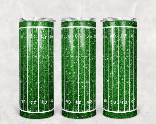 20 oz Skinny Tumbler Glitter Football Field Sublimation Design Print Transfer