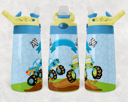 Kids water bottles Sublimation Design Template Monster Truck Design