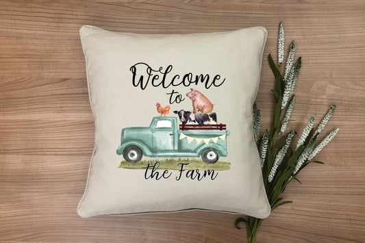Welcome Farm Sublimation Design for Pillows Placemats Aprons Tote Bags and Towels
