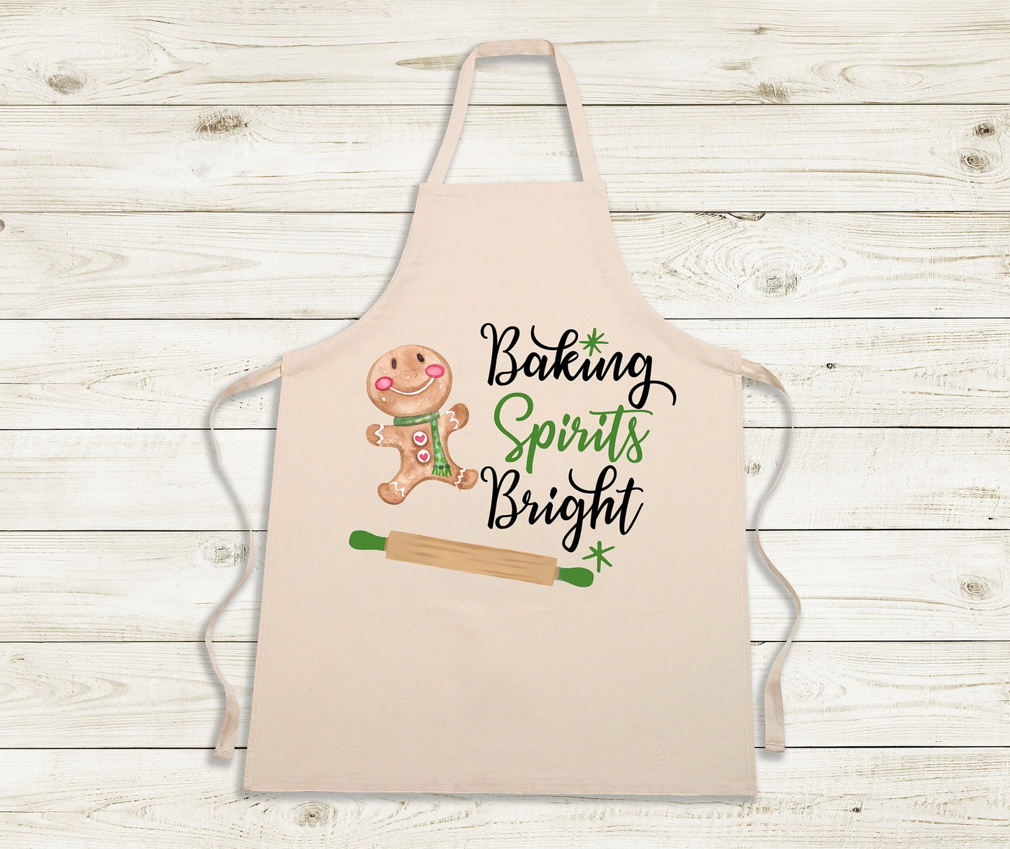 Apron Sublimation Design Baking Spirits Bright Gingerbread
