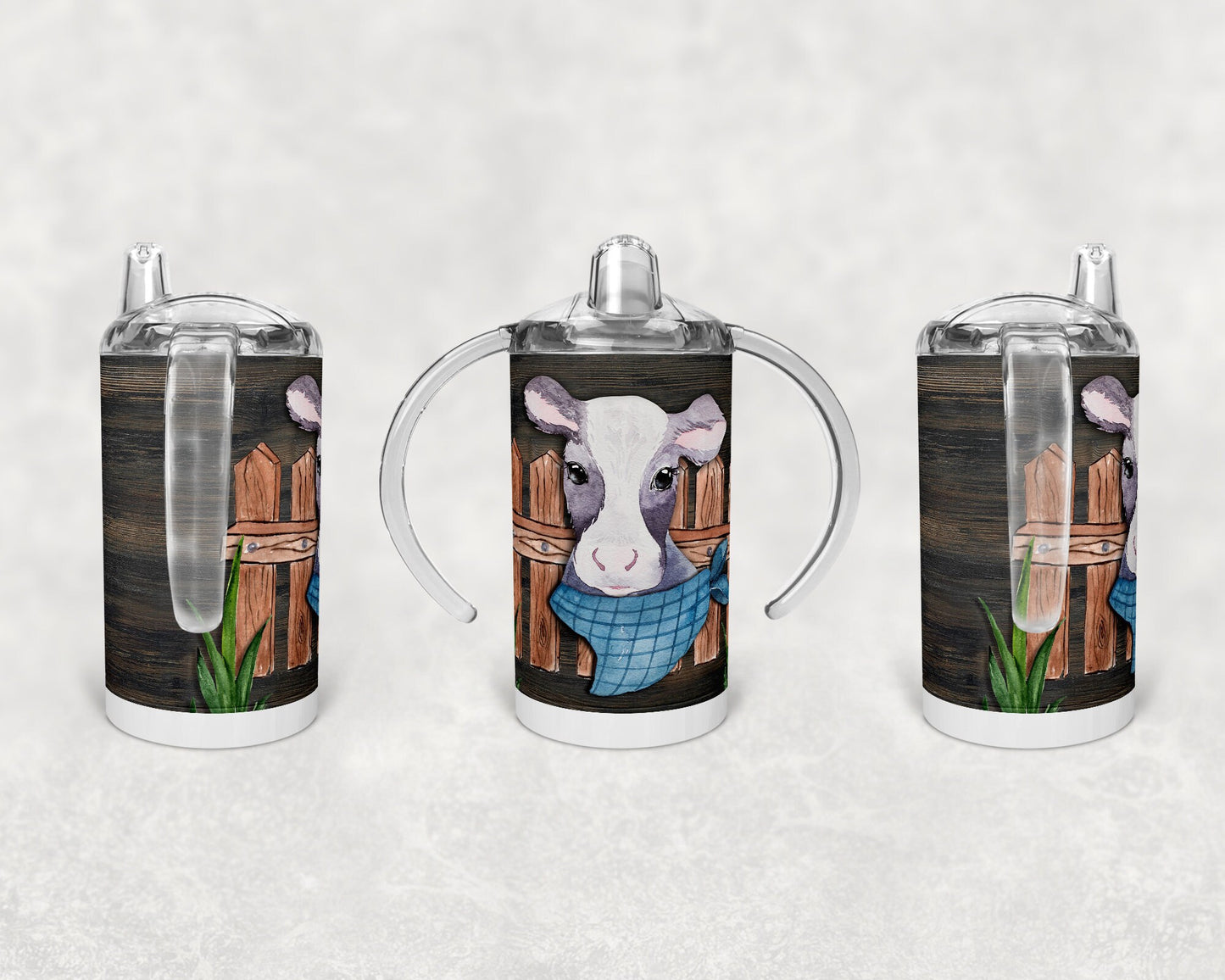 Straight Sippy Cup Sublimation Boy Cow Cute Farm Design Design