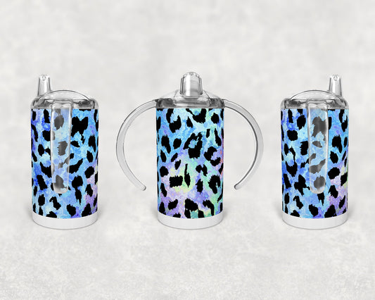 Straight Sippy Cup Sublimation Bright Colorful Leopard Design Design