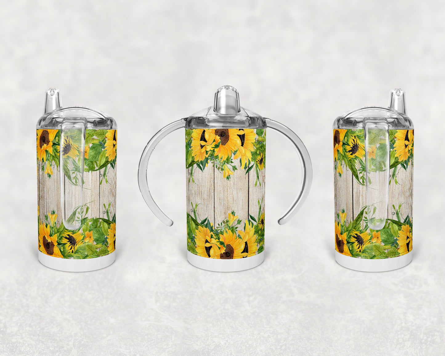 Straight Sippy Cup Sublimation Wood Sunflower Design