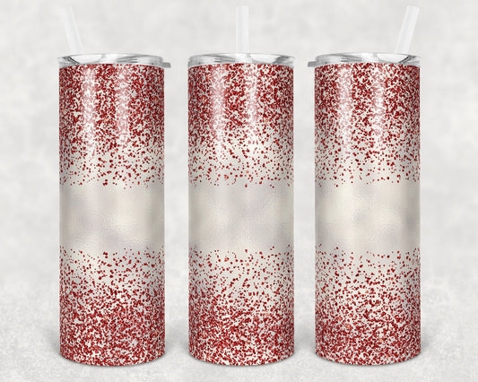 20 oz Skinny Tumbler Sublimation Design Template Glitter Confetti Red Straight and Warped Design
