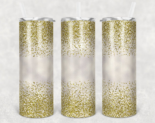 20 oz Skinny Tumbler Sublimation Design Template Glitter Confetti Yellow Straight and Warped Design