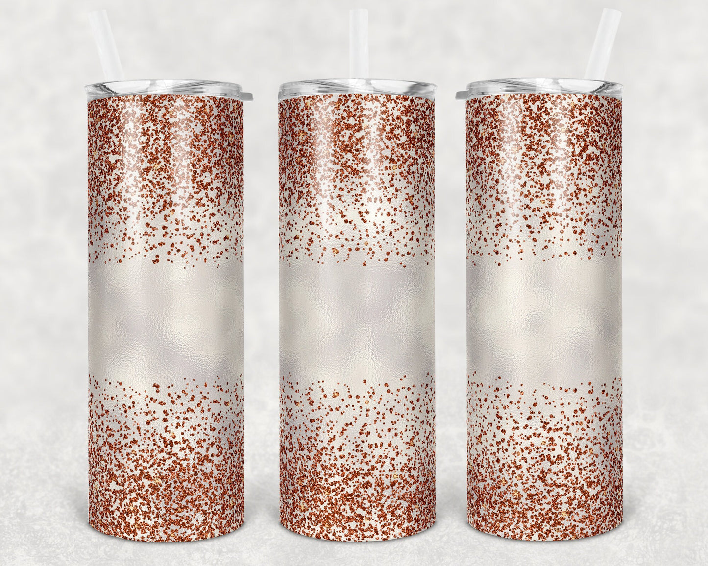 20 oz Skinny Tumbler Sublimation Design Template Glitter Confetti Orange Straight and Warped Design