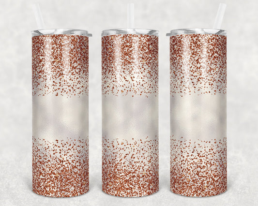 20 oz Skinny Tumbler Sublimation Design Template Glitter Confetti Orange Straight and Warped Design