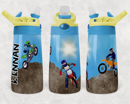 Kids water bottles Sublimation Design Template Dirt Bike Design