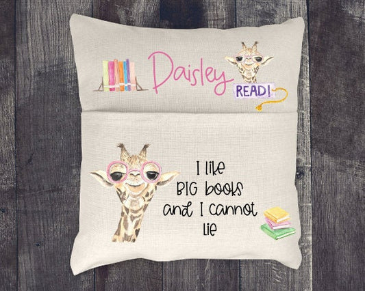 Pocket Pillow Sublimation Design Giraffe Reading Pillow Print Transfer