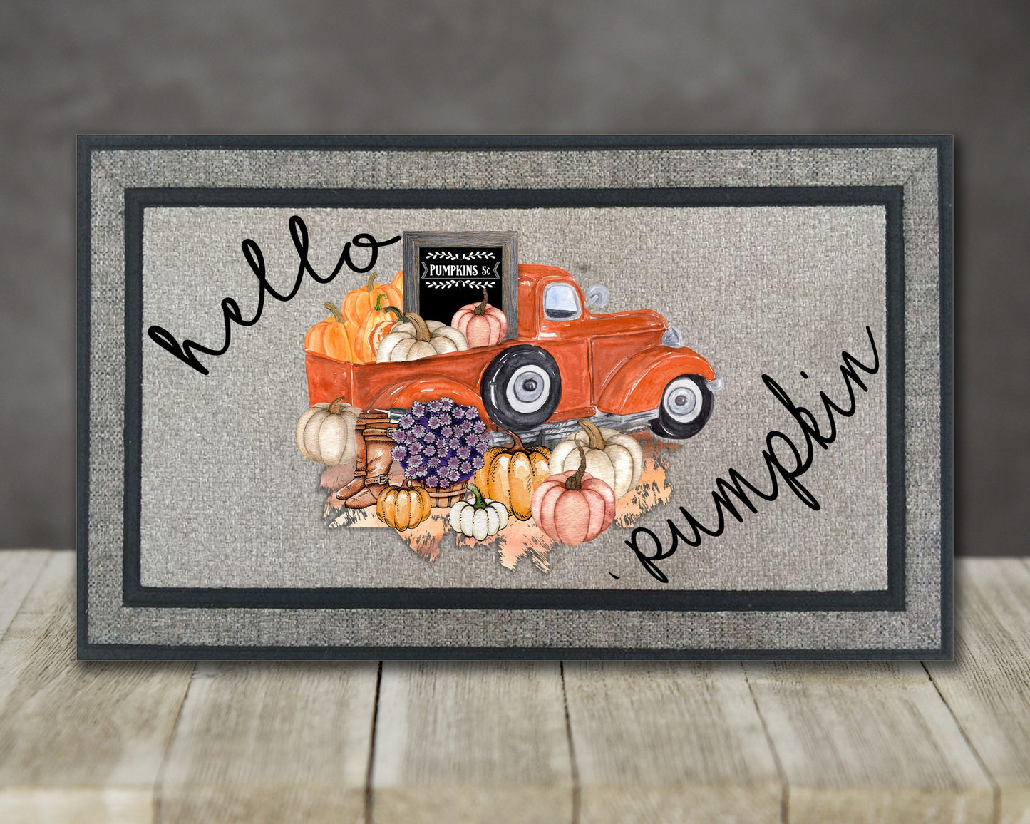 Sublimation Door Mat Design Fall Truck can also be used for Pillows Placemats Aprons Tote Bags and Towels