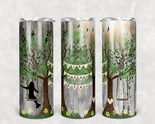 20 oz Skinny Tumbler Missing you Tree Swing Memorial Sublimation Design Print Transfer