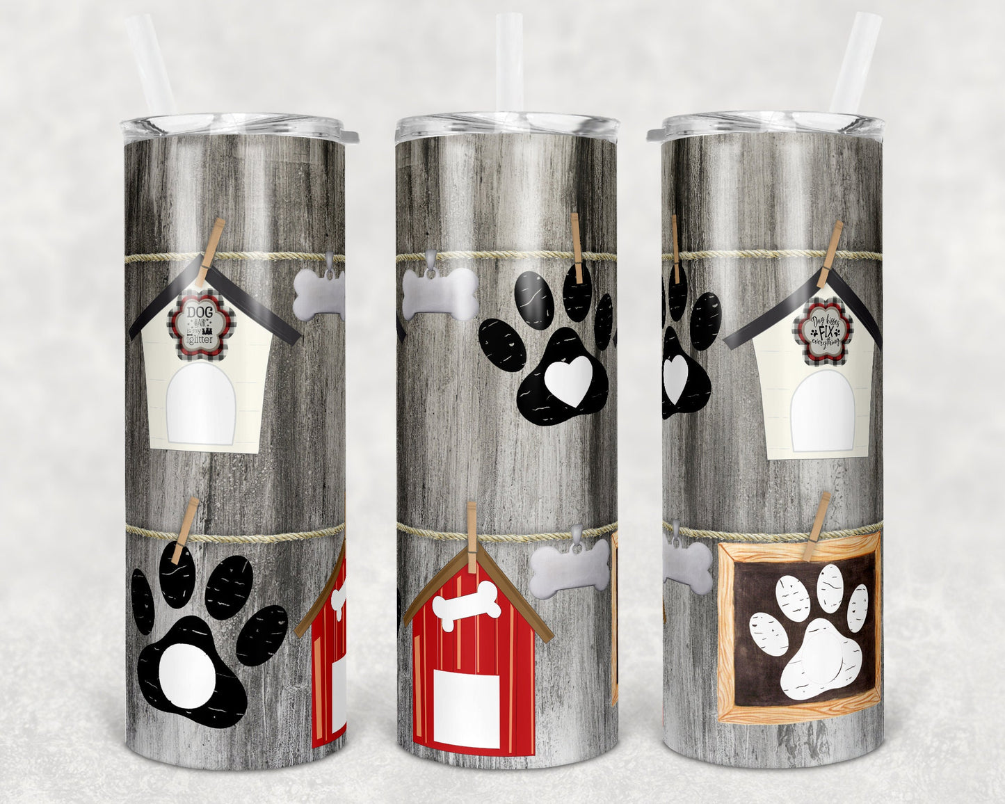 20 oz Skinny Tumbler Dog Picture Frame Tumbler photos Sublimation Design