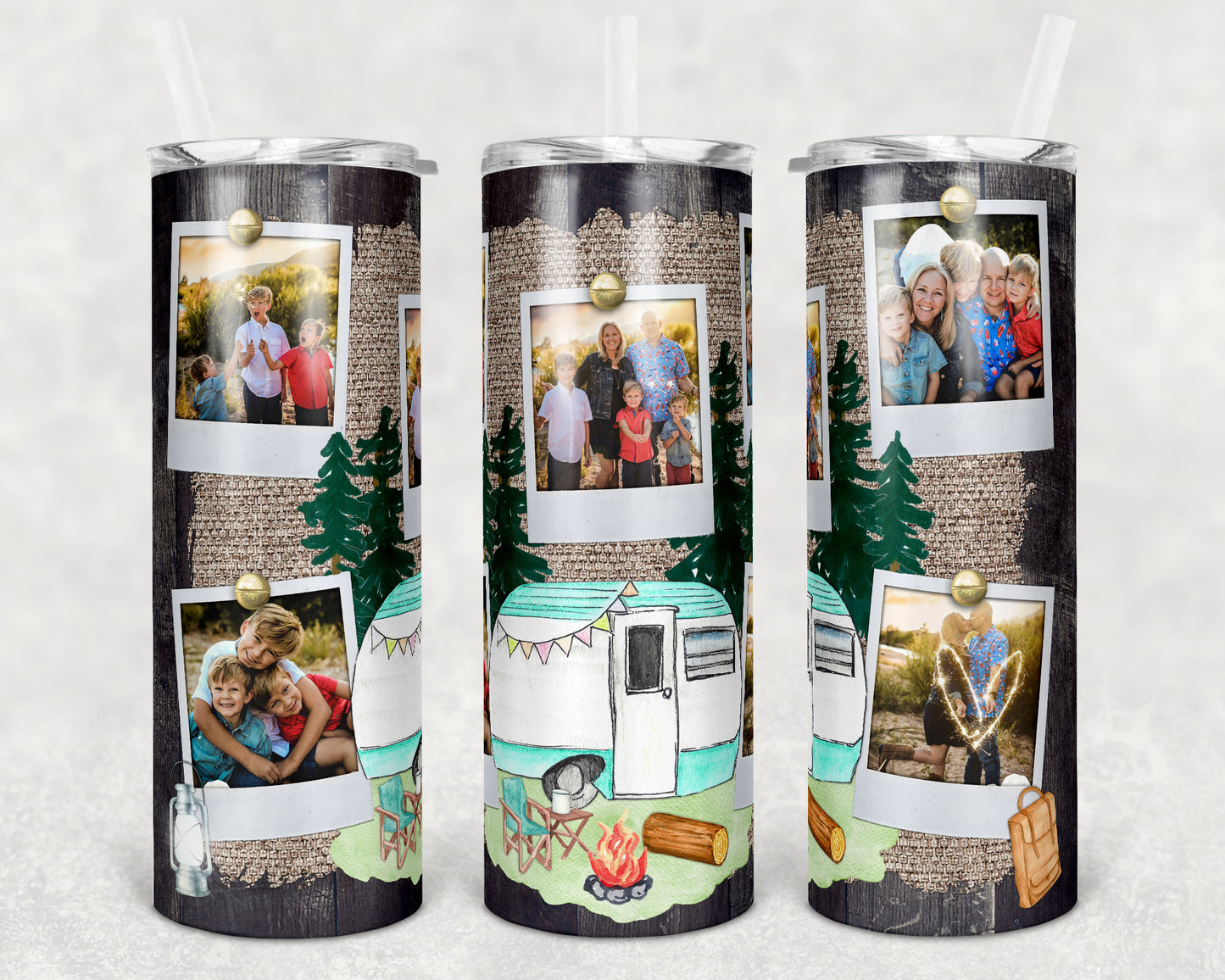 20 oz Skinny Tumbler Picture Frame Camper Theme Sublimation Design