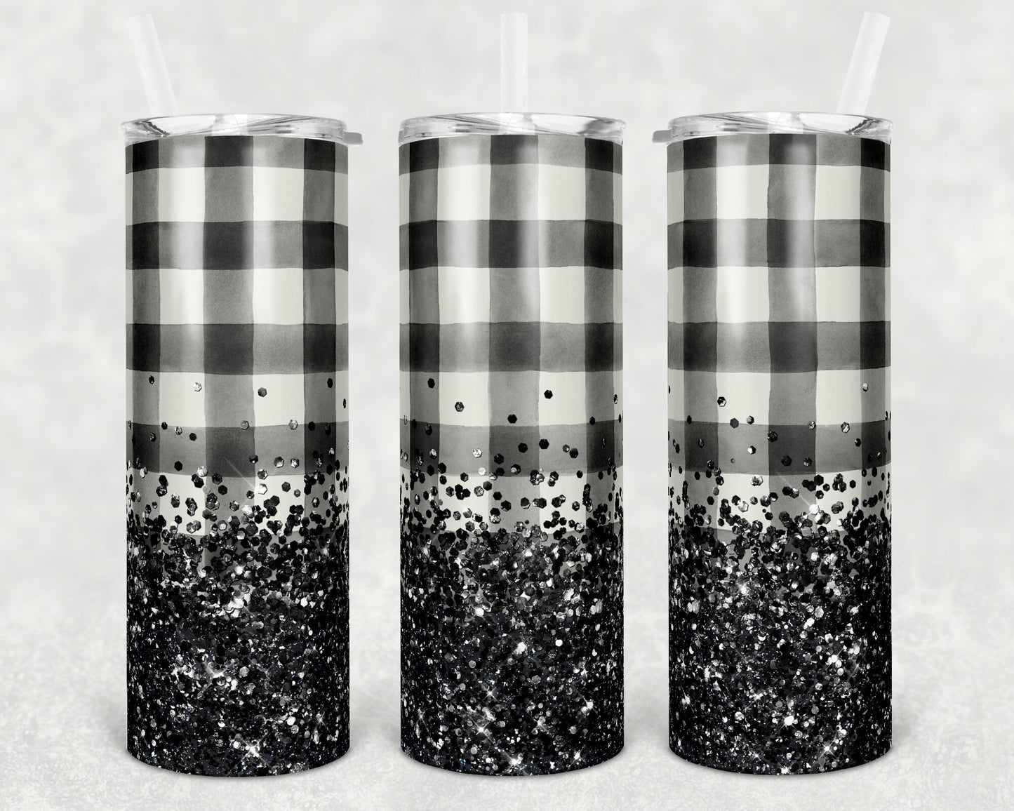 20 oz Skinny Tumbler Sublimation Design Template Buffalo Glitter Overlay Design