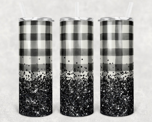20 oz Skinny Tumbler Sublimation Design Template Buffalo Glitter Overlay Design