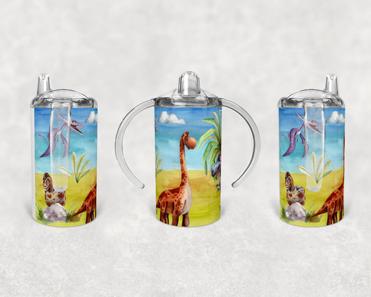 Straight Sippy Cup Sublimation Dinosaur Design