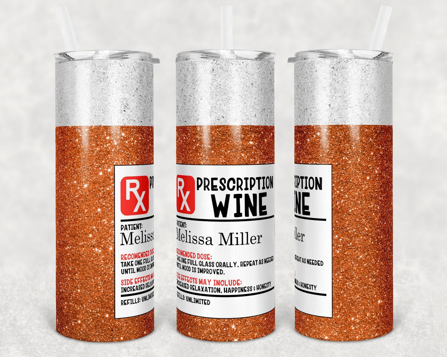 20 oz Skinny Tumbler Prescription Bottle Wine Sublimation Design Print Transfer