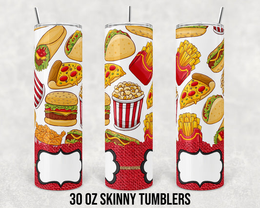 30 oz Skinny Tumbler Sublimation Design Template Fast Food Lunch Lady Cafeteria Gift Straight and Warped tumblers