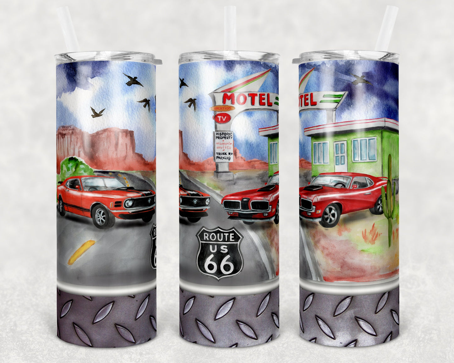 20 oz Skinny Tumbler Classic Car Vintage Car Sublimation Design Print Transfer