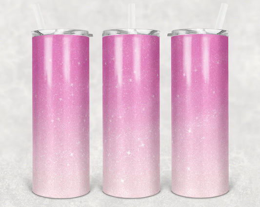 20 oz Skinny Tumbler Sublimation Design Template Glitter Ombre Pink Straight and Warped Design