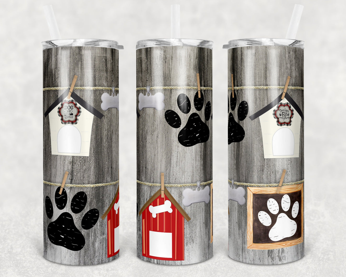 20 oz Skinny Tumbler Dog Picture Frame Tumbler photos Sublimation Design