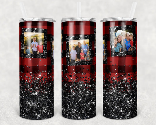 20 oz Skinny Tumbler Sublimation Design Template Buffalo Glitter Photo Design