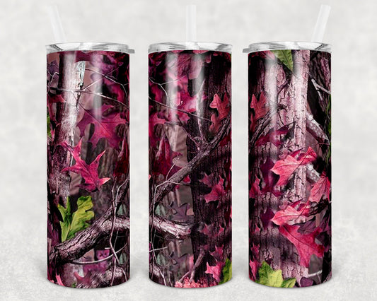 20 oz Skinny Tumbler Sublimation Design Template Pink Camo Blank Mossy Oak Design