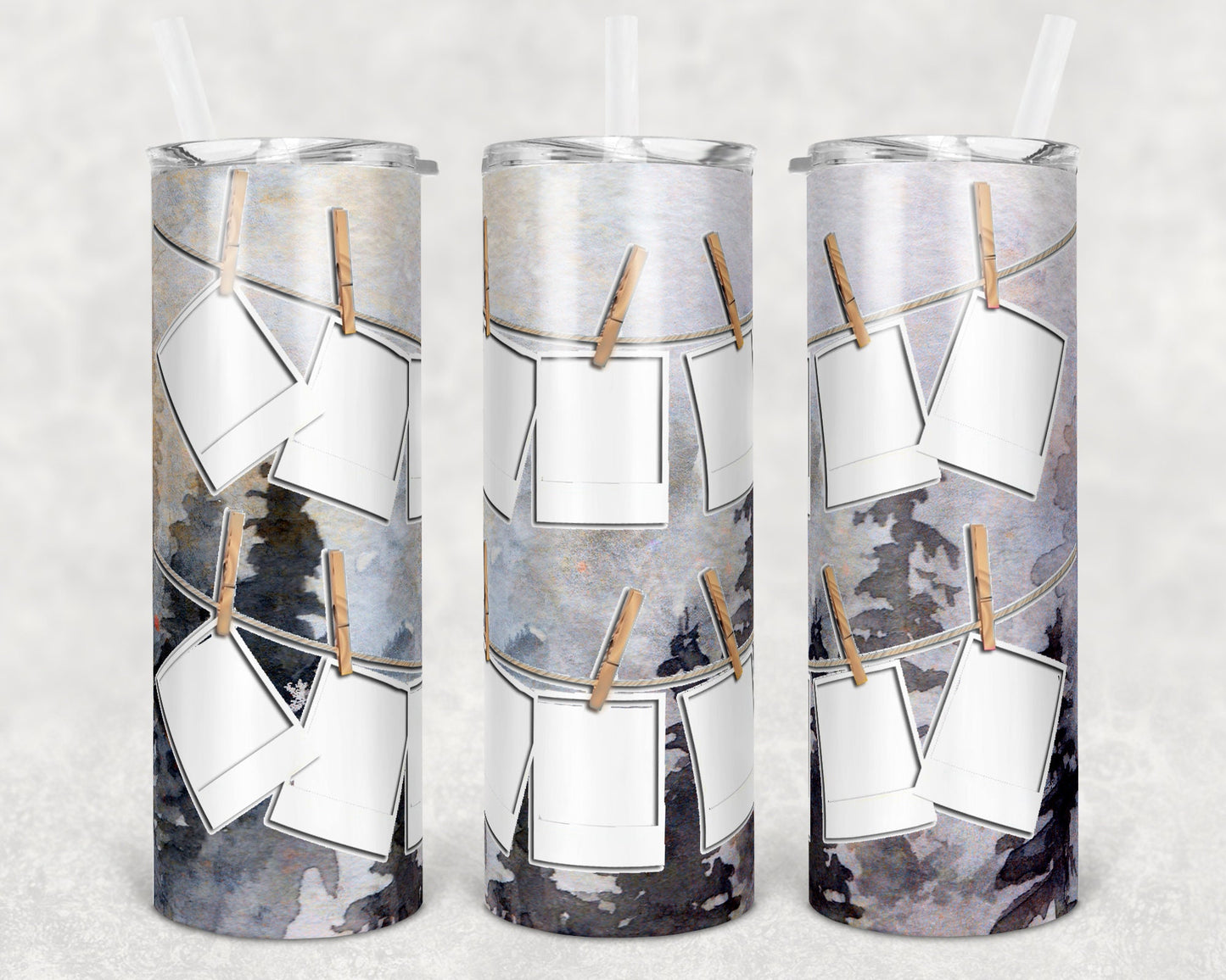 20 oz Skinny Tumbler Forest 10 Picture Frame Sublimation Design Print Transfer